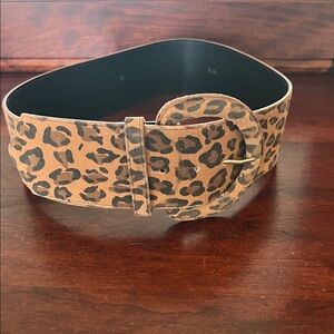 Spiegel Leopard-Print Wide Waist Belt in Tan and Black